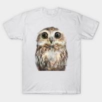 Men Black Print T-shirt Little Owl No-Cut Transfer Paper Print Cotton Tshirt M balta