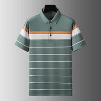 Dibinze Men's Oversized Loose-Fit Striped Polo T-Shirt 2XL/185