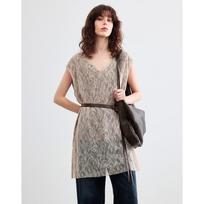 Demana Lace V-Neck Sleeveless Top M pieno kavos spalva