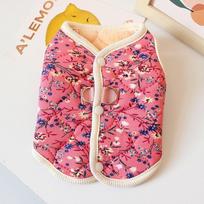 New Puppy Vest Cute Thickened Teddy Bear Coat Pet Supplies Floral Prints Pet Dog Clothes Winter Gift (Pink,M) rožinė