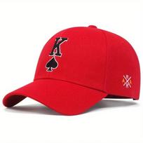 Women Poker K Letter Print Embroidery Baseball Caps Spring And Autumn Outdoor Use Adjustable Casual Hats Sunscreen Hat Sportss Golf Cap For Men And