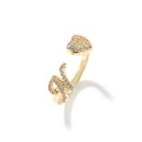 THE BLING KING Opend Heart With Cursive Initial Letter Ring Micro Paved Out CZ Ring HipHop Jewelry For Women Girl's Gift A auksas