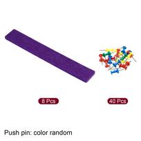 8Pcs 33x5cm Felt Bulletin Board Bar Strip Self Adhesive Wall Pin Bulletin Board with Pushpins for Photos Memos Home Office Decor violetinė