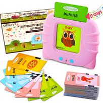 Montessori Educational Toy for Kids, 224 Words 112 Cards Learning Machine, Clear Pronunciation, 3 Modes, Memory Booster, No Wi-Fi Required pink