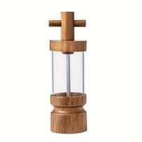 Manual Acacia Wood Pepper Grinder Refillable Cross-head Salt and Pepper Grinding Bottle Transparent Acrylic Body Pepper Mill