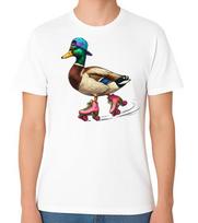 Duck Roller Skating Graphic Unisex T-Shirt Funny Rollerblades Skater Tee S įvairiaspalvis