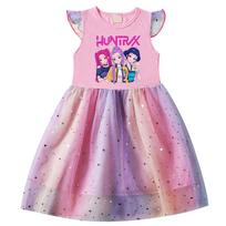 A4064 Kids Girls Rumi Zoey Mira Print Outdoor Sequin Dress 100cm