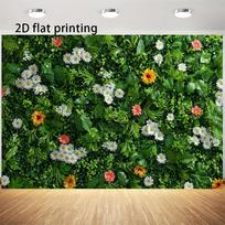 2D Plant Wall with Colorful Daisies Backdrop, Lush Green Leaf Photography Background 47.2x31.5inch/120*80cm