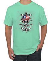 American Pirate Skull Compassf Men T-Shirt S įvairiaspalvis