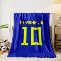 Blue background with  NEYMAR JR  and yellow-green number  10  design. for all seasons blanket lunch break throw gift 80cm x 120cm