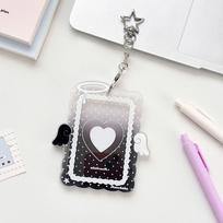 MINKYS 3 inch Transparent Clear Acrylic Angel Wings Kpop Photocard Holder Photo Card Holder Bag Pendant School Stationery