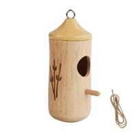 Wooden Hummingbird House Bird Feeder Weather-proof Outside Garden Yard Hanging Small Bird Feeding House Decoration