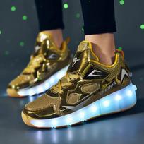 Size Children Led Roller Skate For Kids Boys Girls Glowing Wheel Sneakers With Lights Usb Charged Luminous Shoes On Wheels 28