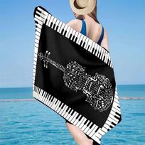 Music Fusion Art Beach Towel, Super Soft Microfiber, Gift for Her/Him, Birthday, for Pool, Beach, Travel, Home Decor Fan gifts 70cmx140cm(27x55inch)