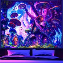 Tapestry dark nocturnal fungus that responds to ultraviolet light 75x100 juoda