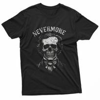 Gothic Edgar Allan Poe Skull Nevermore Quote Art Horror Gift T-Shirt S įvairiaspalvis
