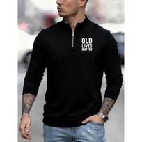 Respect for the Elderly, Trendy Men's Casual Sportswear, Fashionable and Cool Zippered Polo Shirts, Long Sleeved Sportswear S juoda