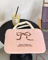 Cute Embroidered Bow Laptop Sleeve Handbags For Macbook Air Pro 11 13 14 15.6 Inch Cover For Ipad Pro 11 12.9 2026 Tablet Pouch 11 INCH rožinė