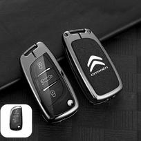 Zinc Alloy Leather Car Flip Remote Key Case Cover Protector Shell For Citroen C1 C2 C3 C4 C5 XSARA PICA Car Keychain Accessories