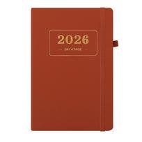 PU Leather A5 Planner Notebook 2026.1.1-2026.12.31 Waterproof Agenda Notepad 180-degree Flip 12 Month Tabs ruda