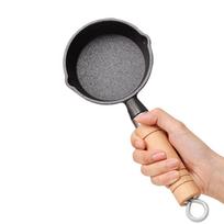 MAXCOOK Hot Oil Pan for Noodles, Cast Iron Uncoated Flat Bottom Pan, 16CM, 400ml, MCJ5847 juoda