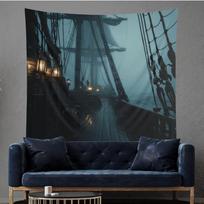 Fantasy Pirate Ship tapestry 75x100 juoda