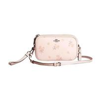 COACH Sadie 19 zipper closure floral bow printed coated canvas clutch shoulder crossbody bag small women's ice pink rožinė