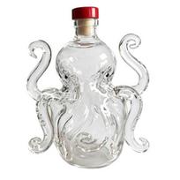 Octopus Whiskey Bottle, Funny 3D Glass Animal Decanter, 320ml Unique Liquor Dispenser for Home Bar Decor, Novelty Gift for Men Dad Husband raudona