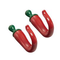 Multipurpose Easy Install Pepper Shaped Hook Adhesive Backing Zinc Alloy Hangers for Clothes Hats Bags B