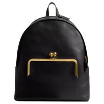 COACH Kisslock 39 hardware accessories kiss lock pocket glove tanned leather backpack large size women's black juoda