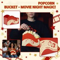 Vintage Style Popcorn Bucket Container with Retro Design Durable Material for Movie Night Home Theater and Party Use One Size
