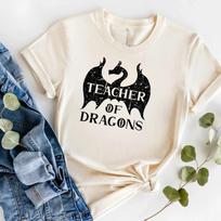 Teacher Of Dragon Graphic T-shirt Fantasy Educator Dragons Novelty Gift T-Top XL