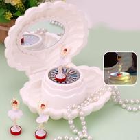 Ballarina Shell Music Box Dancing Girl for Party Decor Pink