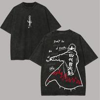 Vasaros Minato Namikaze Marškinėliai Citatomis Vintažiniai Rūgštiniu Plovimu Streetwear Retro Anime Grafika Vyriški Marškinėliai Medvilniniai Drabužiai S