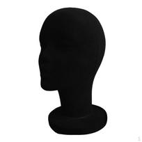 Foam Flocking Manikin Display Head Wig Hat Stand (Black Color)
