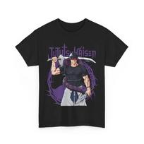 Jujutsu Kaisen Print Cotton T-shirt Inspired Anime Toji Fushiguro T-shirt Black- Anime Gift 4XL