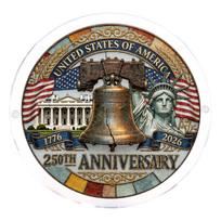 2D Acrylic Suncatcher Window Hanging Ornament United States 250th Anniversary Commemorative Decoration for Home or Office Display One Size