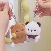 1/2 vnt. Naujas Panda Bubu ir Yier pliušinis pakabukas raktų pakabukas lėlės mielas animacinis panda lokys raktų pakabukas kuprinės pakabukas poros dovanos