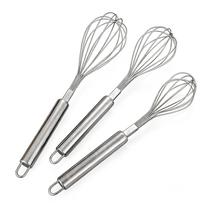 3Pcs Kitchen Stainless Steel Whisks for Baking Mixing Eggs Batter Evenly Hanging Design United States