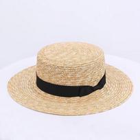 Vasaros Unisex Rankų Darbo Natūralių Kviečių Šiaudų Moteriška Skrybėlė Nuo Saulės Su Kaspinėliu Platus Kraštas Plokščia Viršūne Skrybėlės Vyriškos Paplūdimio Vienspalvės Kepurės Apsauga Nuo Saulės A1