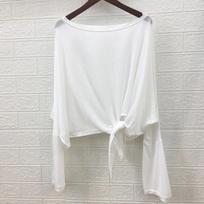 WTEMPO Ice Silk Solid Color Sunscreen T-Shirts Women Summer Split Irregular Long Sleeve Shirts Loose Casual Perspective Tops One Size juoda