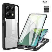 Visiškai dengiantis dėklas, skirtas POCO X6 Pro M6 Pro F5 Pro X5 X4 GT X4 Pro M4 Pro F3 X3 Pro C65 dvigubo apsauginio skydo dangtelis For POCO M6 Pro 4G juoda