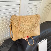 Moteriškas „Raffia“ austinis „Clutch“ mados kutas vakarienės šiaudinis krepšys, moteriškas vasaros laisvalaikio krepšys per petį, moteriškas, didelis „crossbody“ krepšys 28x0.5x20cm chaki