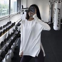 Celebrity Slim kvėpuojantys jogos marškinėliai - moteriški greitai džiūstantys tinkliniai ilgomis rankovėmis, laisvo kirpimo pavasario ir rudens treniruotėms L (110-130 lbs)
