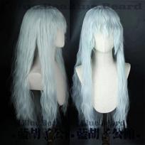 Griffith Cosplay perukas Sidabrinis baltas Mėlynas mišinys Garbanotas banguotas 70 cm ilgio Karščiui atsparus sintetinis plaukų perukas + Peruko kepuraitė One Size white