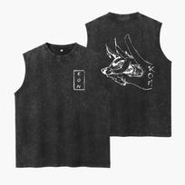 Japanese Anime Washed Vest Retro Men'S Fitness Sports Top Pure Cotton Summer Breathable Loose Y2k Sleeveless T-Shirt S