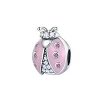 Pink 925 Sterling Silver Ladybug Lotus Perfume Bottle Charms Pendant for Bracelet DIY Women Jewelry