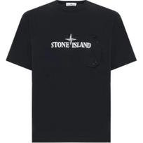 Stone Island Logo Print Crew Neck Short Sleeve T-Shirt Men Tops Black 811521079-V0029 S