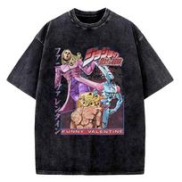 JoJos Bizarre Adventure Johnny Joestar Graphic T Shirt Men Vintage Washed Cotton Tshirts Manga Tshirt Harajuku Male Tops S