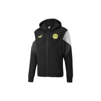 Puma BVB Borussia Dortmund Contrast Crest Print Zip-Up Hooded Jacket Unisex Black XS